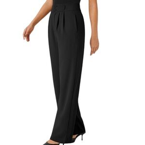 Halara Black High Waisted Double Button Straight Leg Work Pants Size Medium NEW